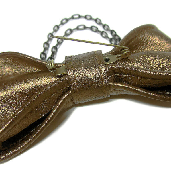 Broche nœud papillon en cuir et suède récupéré - Couleurs variées - Image 3