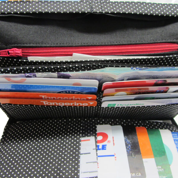 Portefeuille noir et blanc à pois - Doublure anti-fraude RFID - Image 18