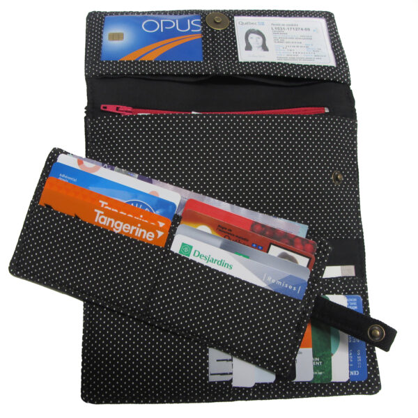 Portefeuille noir et blanc à pois - Doublure anti-fraude RFID - Image 15