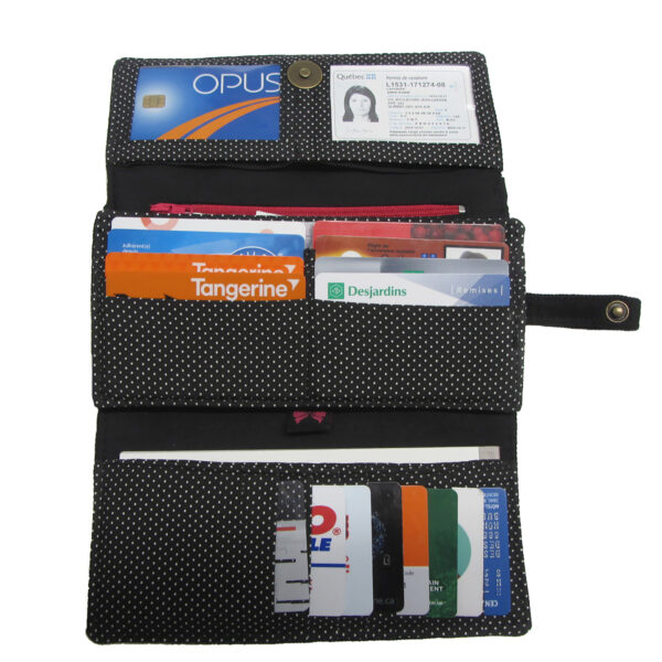 Portefeuille noir et blanc à pois - Doublure anti-fraude RFID - Image 14