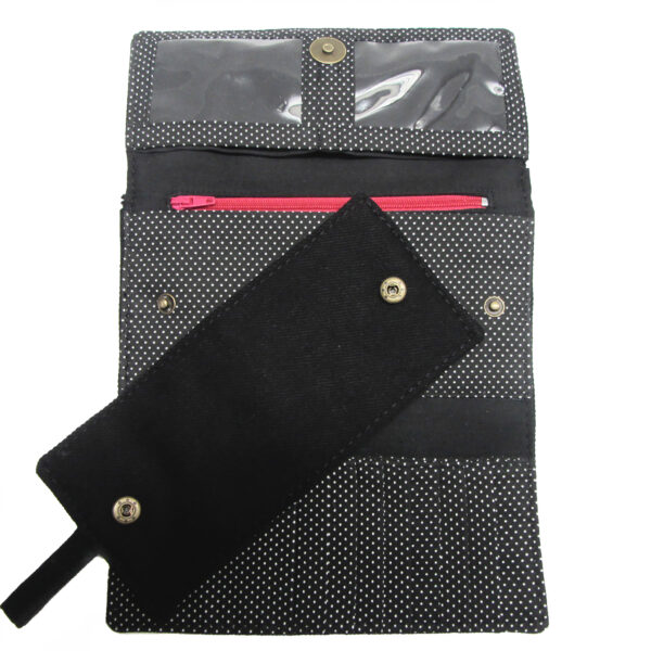 Portefeuille noir et blanc à pois - Doublure anti-fraude RFID - Image 11