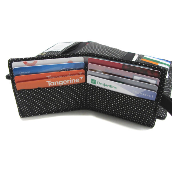 Portefeuille noir et blanc à pois - Doublure anti-fraude RFID - Image 16