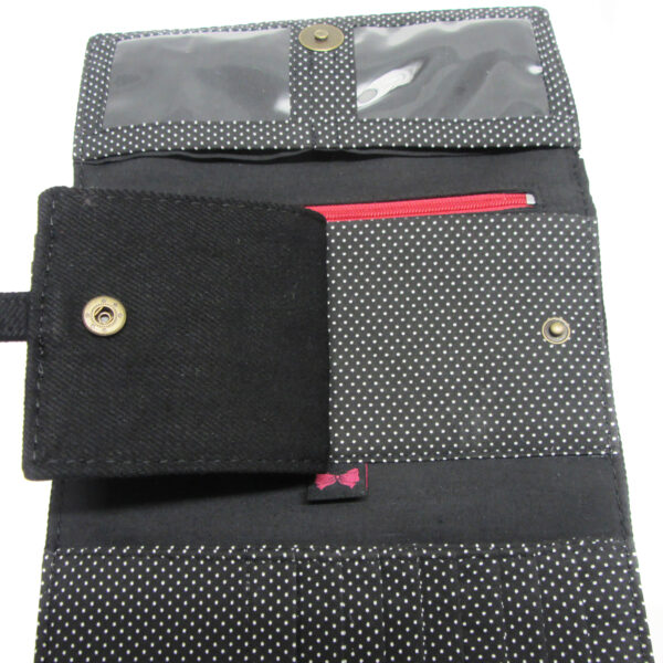 Portefeuille noir et blanc à pois - Doublure anti-fraude RFID - Image 12