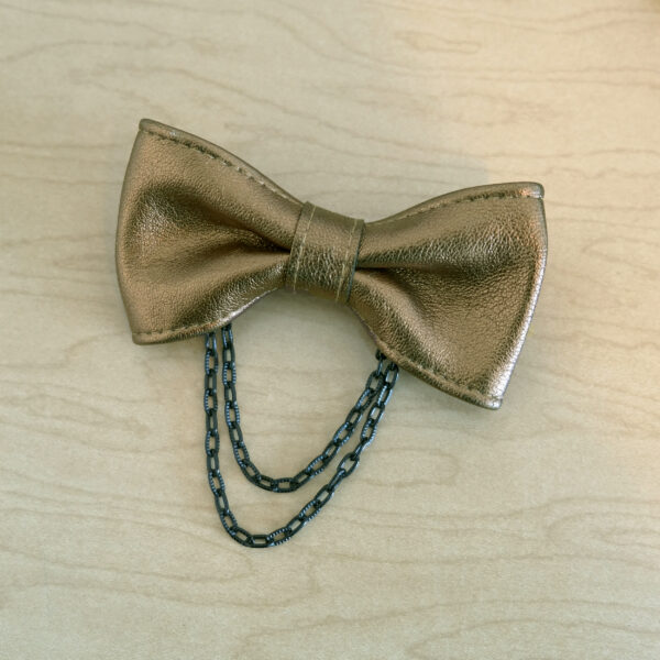 Broche nœud papillon en cuir et suède récupéré - Couleurs variées - Image 4