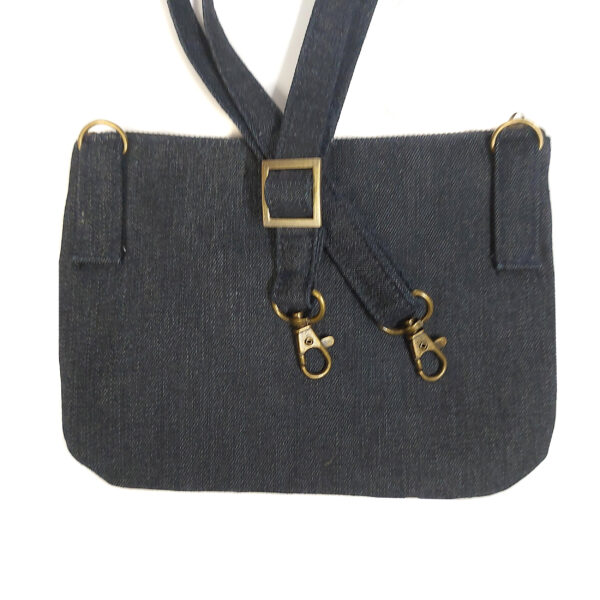 Petit sac pois blanc en denim - Sac de taille ajustable avec noeud - Image 6