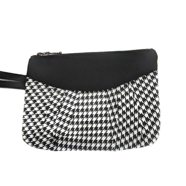 Pochette pied de poule noir et blanc avec poignée de transport - Image 2