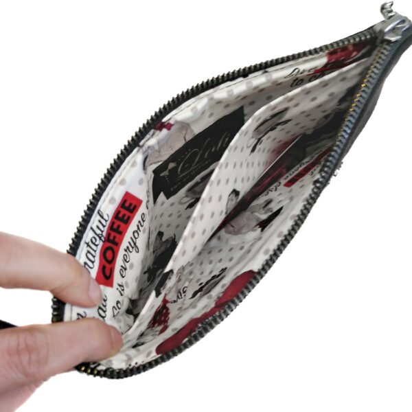 Pochette pied de poule noir et blanc avec poignée de transport - Image 6