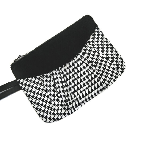 Pochette pied de poule noir et blanc avec poignée de transport - Image 3
