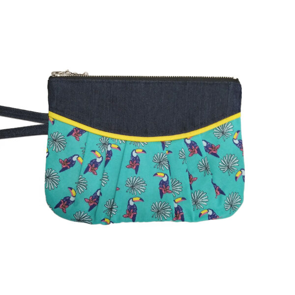 Pochette toucan en denim zippée avec poignée de transport - Image 2