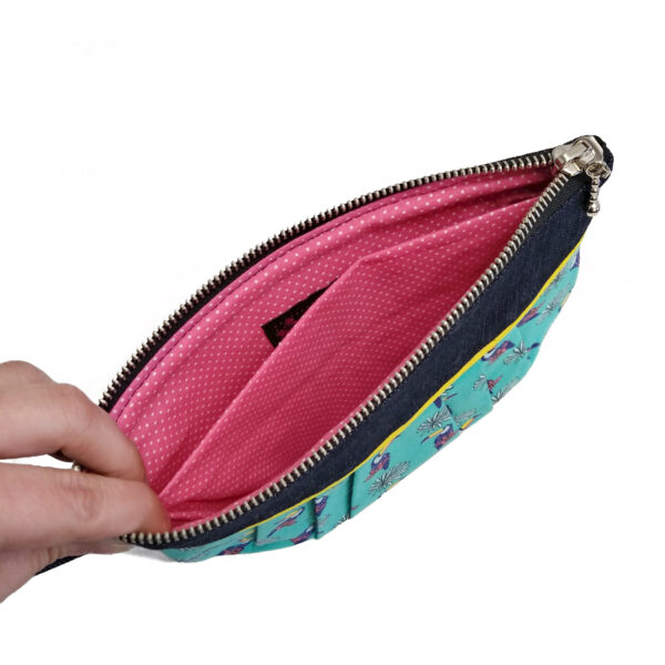 Pochette toucan en denim zippée avec poignée de transport - Image 5