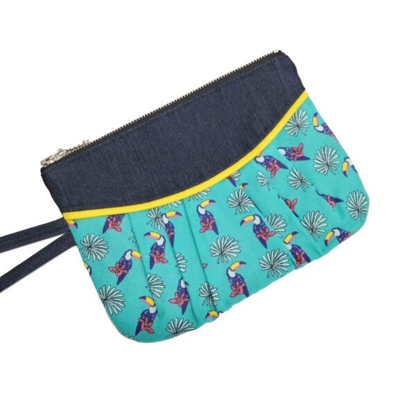 Pochette toucan en denim zippée avec poignée de transport - Image 3