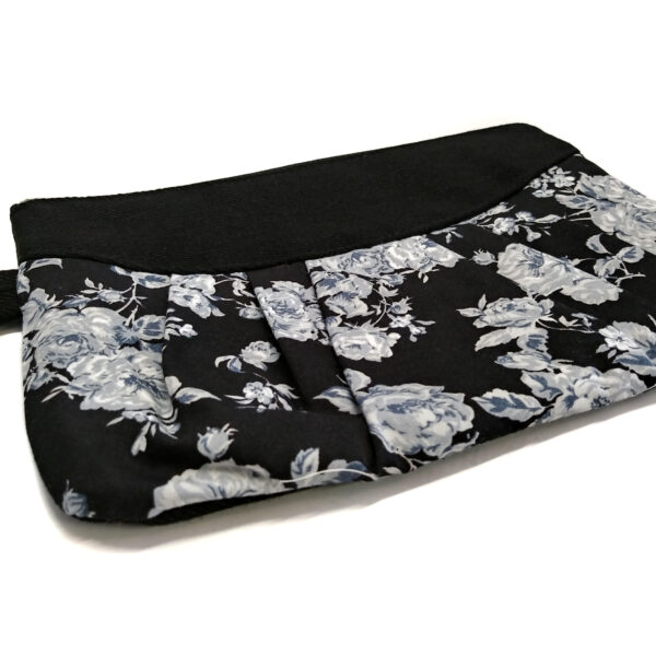Pochette fleurs noir et gris - Mini sac de soirée avec poignée - Image 4