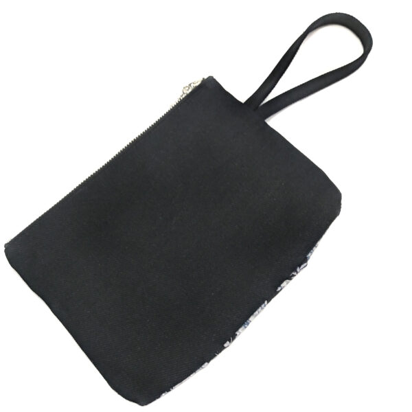 Pochette fleurs noir et gris - Mini sac de soirée avec poignée - Image 7