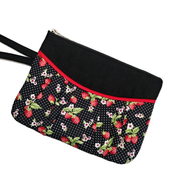 Pochette noire motif fraises et petits pois - Mini sac à main - Image 3