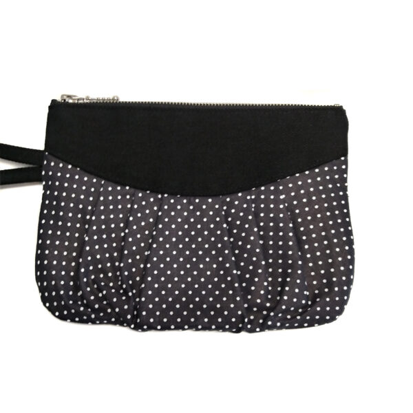 Pochette à pois noir et blanc avec poignée de transport - Image 2