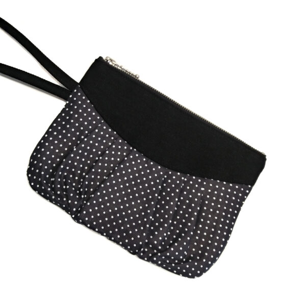 Pochette à pois noir et blanc avec poignée de transport - Image 3