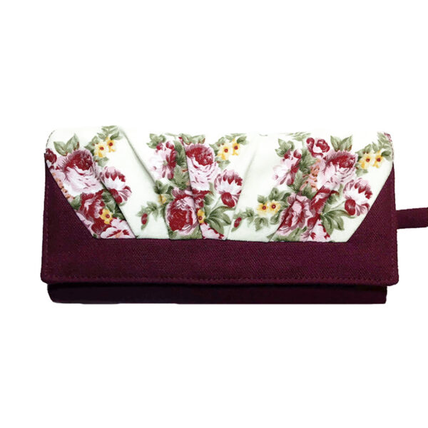 Portefeuille rouge fleuris crème avec doublure anti-fraude RFID - Image 2