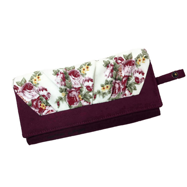 Portefeuille rouge fleuris crème avec doublure anti-fraude RFID - Image 3