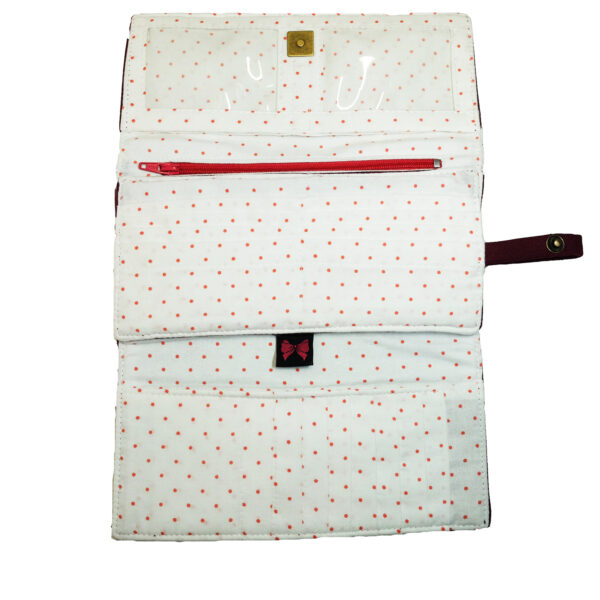 Portefeuille rouge fleuris crème avec doublure anti-fraude RFID - Image 8