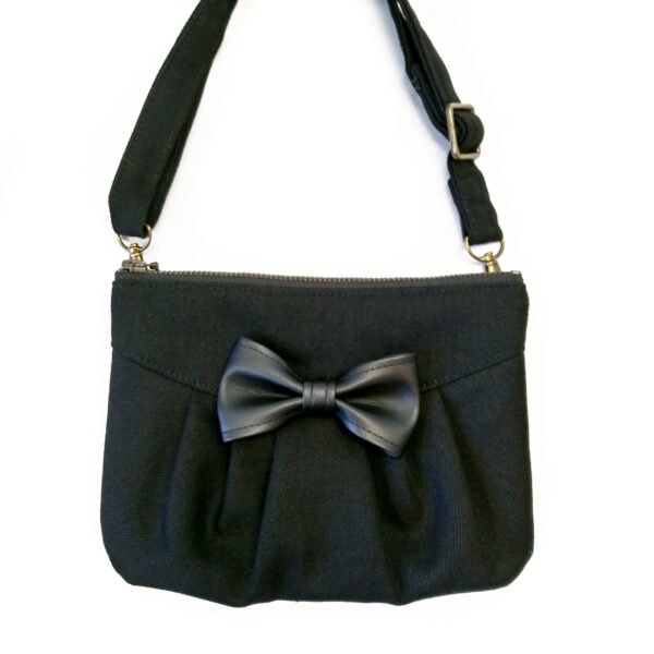Petit sac de taille noir avec ou sans noeud - Bandoulière ajustable - Image 3