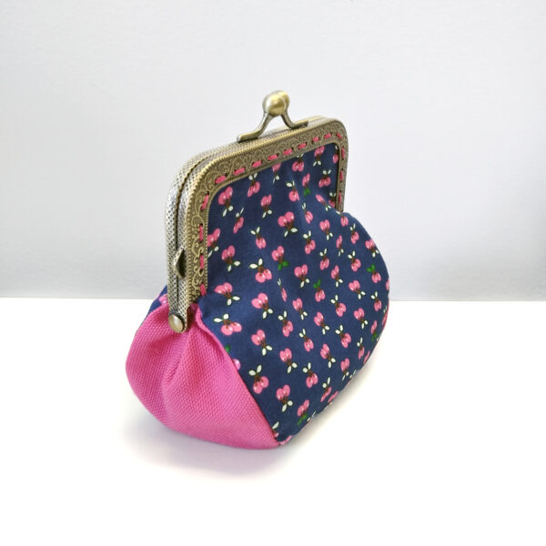 Pochette cerise noir ou bleu - Porte-monnaie vintage fermoir métal - Image 10