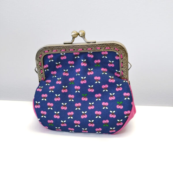 Pochette cerise noir ou bleu - Porte-monnaie vintage fermoir métal - Image 9