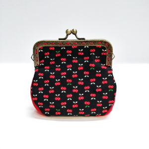Pochette cerise noir ou bleu - Porte-monnaie vintage fermoir métal