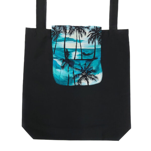 Sac de plage pliable imperméable - Noir et turquoise