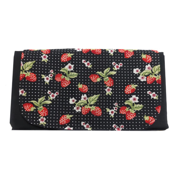 Sac de course pliable imperméable - motif fraises et pois blancs