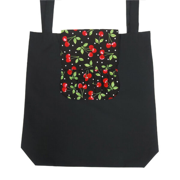 Sac réutilisable pliable imperméable – cerises et pois - Image 2