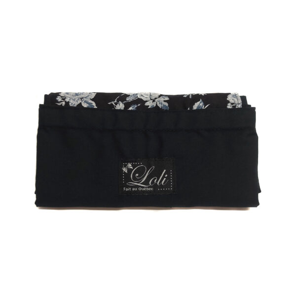 Sac réutilisable pliable hydrofuge - fleuris noir et gris - Image 3
