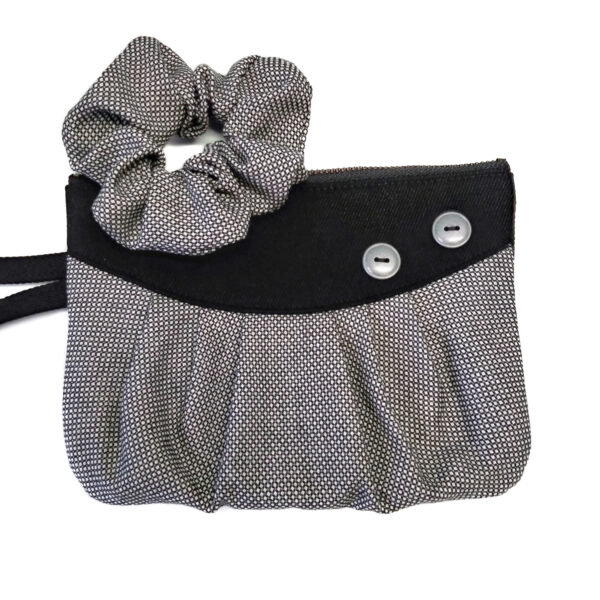 Ensemble cadeau noir et blanc - Pochette et chouchou assorti - Image 3