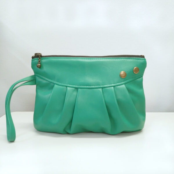 Ensemble cadeau cuir turquoise - Kit pochette et boucles d'oreilles - Image 4