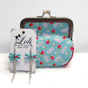 Ensemble cadeau pommes rouges - Kit porte-monnaie et boucles