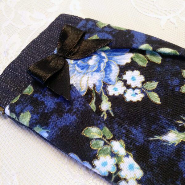 Porte-cartes fleurs bleues en denim - Fermoir à cliquet rétro - Image 3