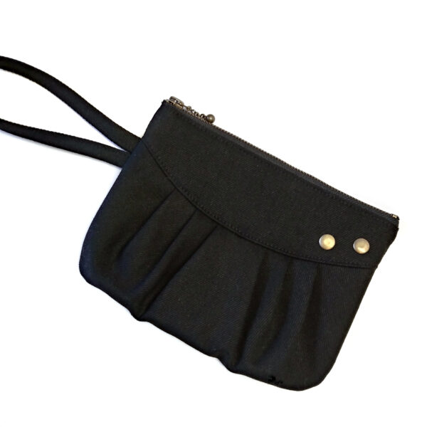 Petit sac noir avec rivets bronze - Pochette de soirée zippée - Image 3