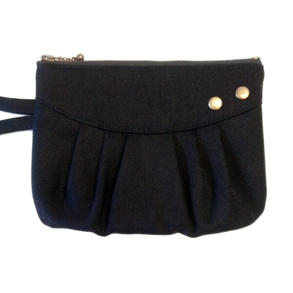 Petit sac noir avec rivets bronze - Pochette de soirée zippée - Image 2