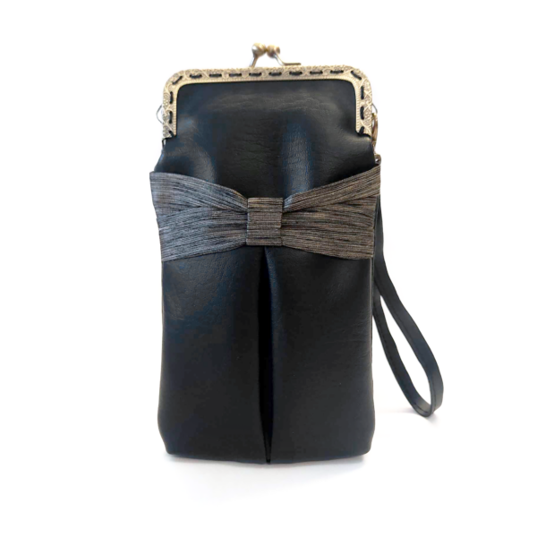 Petit sac à main vintage chic en cuirette et boucle en soie - Image 2
