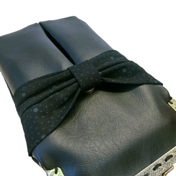 Sac à main noir vintage en cuirette et fermoir bronze - Image 5
