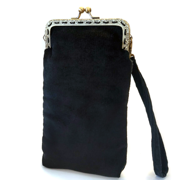 Sac motif léopard noir et gris en velours côtelé avec fermoir vintage - Image 6
