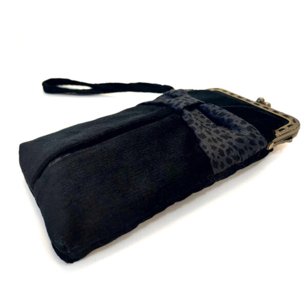 Sac motif léopard noir et gris en velours côtelé avec fermoir vintage - Image 4