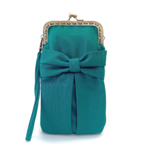 Petit sac à main turquoise avec fermoir vintage bronze
