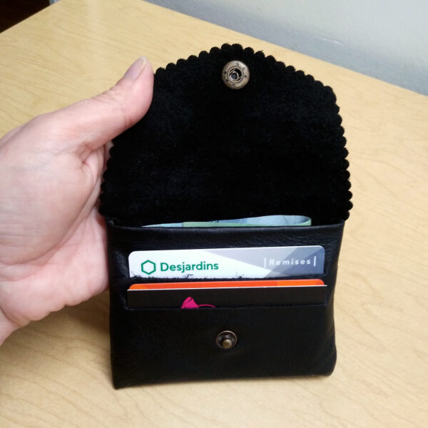 Porte-cartes en cuir noir recyclé - Couleurs variées- Version 2 - Image 9