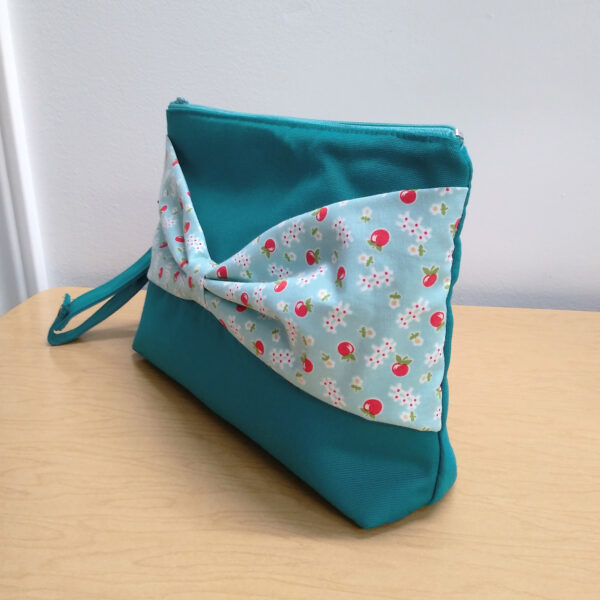 Pochette à cosmétique turquoise foncé et motif pommes rouges - Image 2
