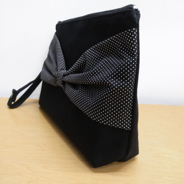 Trousse noir et blanc avec noeud à pois - pochette à cosmétiques - Image 3