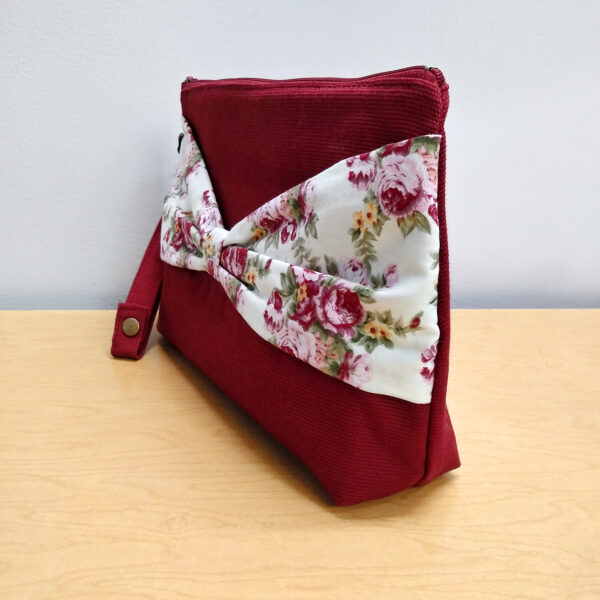Trousse à maquillage fleuris rouge vin - Pochette de voyage - Image 2