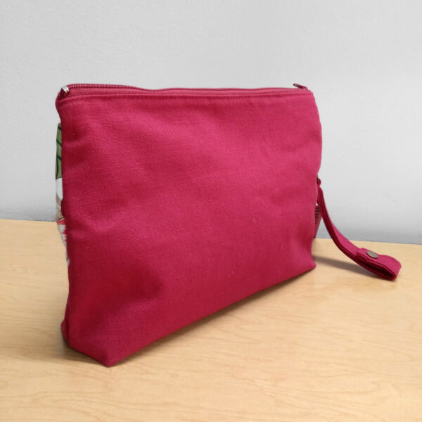 Pochette de rangement fleuris rose foncé avec ganse détachable - Image 4