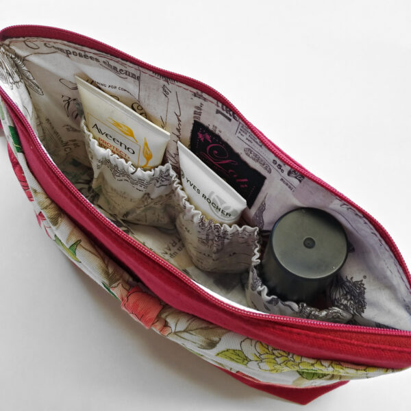 Pochette de rangement fleuris rose foncé avec ganse détachable - Image 5